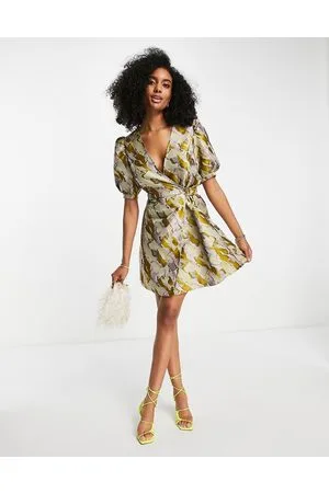 SELECTED Femme Jacquard puff sleeve mini dress