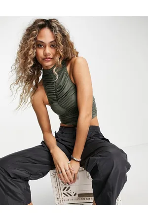 Pull&Bear Drape detail high neck top in