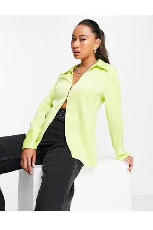 River Island Button through satin shirt in