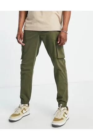 Only & Sons Slim fit cargo trouser with cuffed bottom in khaki