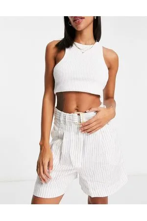 MANGO Buckle detail bermuda pinstripe shorts co-ord in