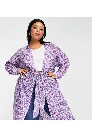 MANGO Curve tie front shirt in geo print