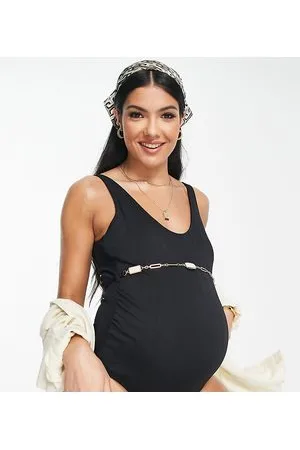 River Island Scoop neck chain belted swimsuit in