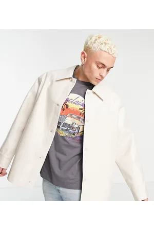 Reclaimed Inspired oversized croc shacket in cream