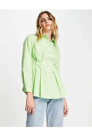 River Island Cinched waist poplin shirt in