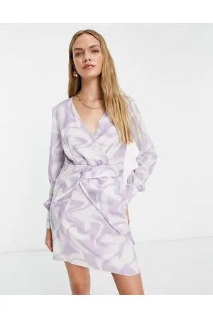 River Island Wrap detail mini dress in swirl print