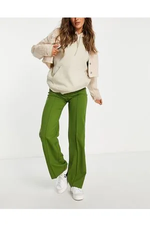 Pull&Bear High waist tailored straight leg trousers with front seam in