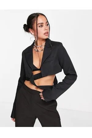 KYÒ The Brand tie waist detail cropped blazer in