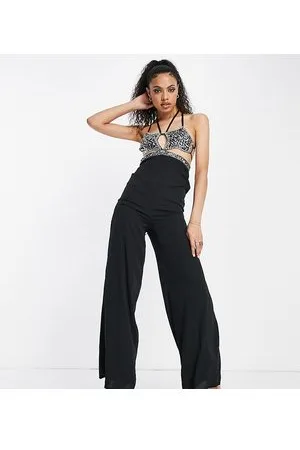 Starlet Star bra embellished wide leg jumpsuit in