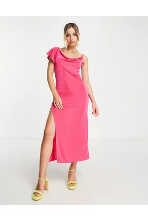 Monki Cowl front midi dress in bright