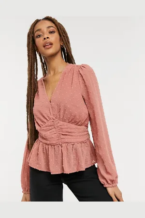 New Look Dobby ruched front blouse in mid