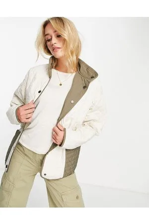 AllSaints Madison reverse jacket in white/khaki