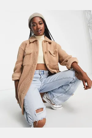New Look Borg shacket in camel