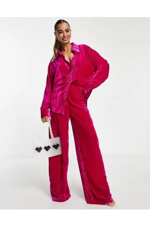 In The Style Exclusive velvet wide leg trouser co-ord in