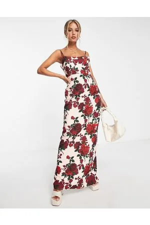 True Violet Cami maxi dress in floral rose print