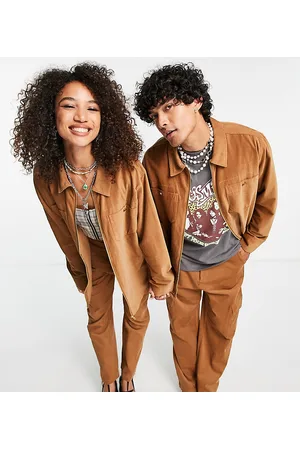 Reclaimed Inspired unisex zip up cord shirt co-ord in