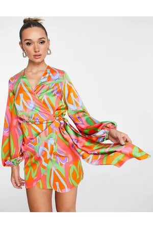 Never Fully Dressed Wrap mini dress in abstract heart print