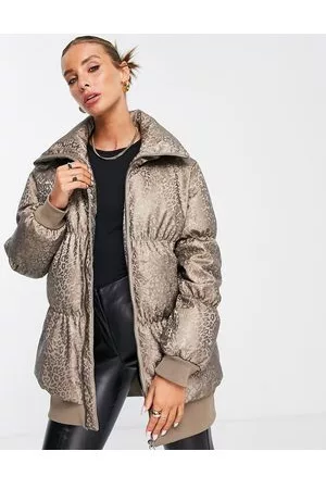 French Connection Dame Kåper - Padded coat in leopard print