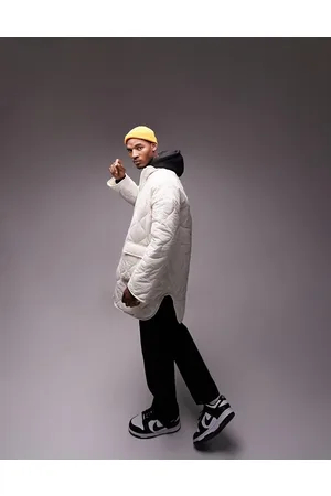 Topman Oversized liner jacket with onion quilting in cream