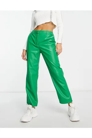 ONLY Faux leather straight leg trousers in bright