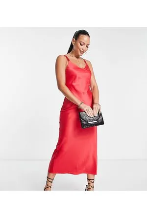 River Island Satin cowl neck midi dress in