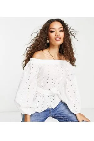 River Island Embellished bardot blouse in cream