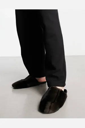 ASOS Mule slippers in dark faux fur