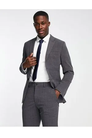 SELECTED Multi-stretch slim fit suit jacket in blue check
