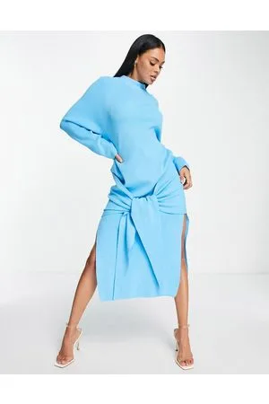 SNDYS Fine knit tie front midi dress in