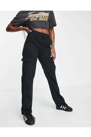 Pull&Bear High waisted straight leg cargo trousers in