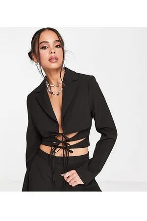 COLLUSION Cropped blazer with tie detail in co-ord