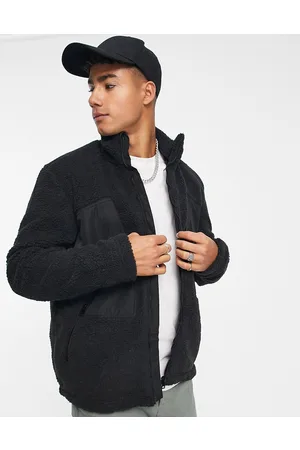 Only & Sons Borg jacket with oversized pockets in