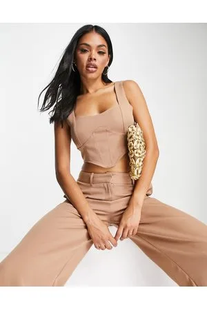 SNDYS Tailored corset co ord in tan