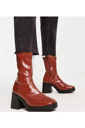 Raid Rubina mid heel platform boots in tan
