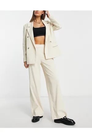 SELECTED Femme tailored cord suit trousers in winter white