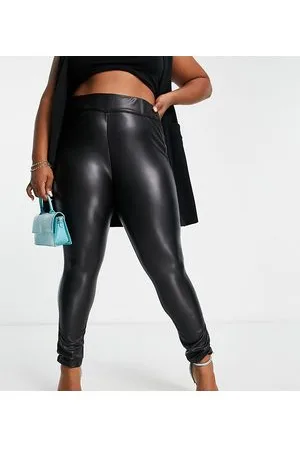 Simply Be High waisted faux leather leggings in
