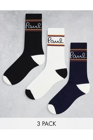 Paul Smith 3 pack sporty style socks in black and white