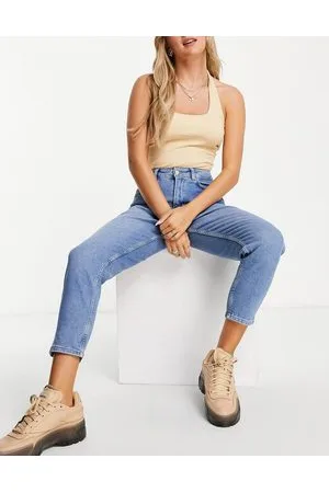 NA-KD Cotton mom jeans in mid