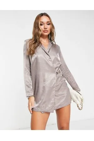 River Island Metallic blazer mini dress in silver