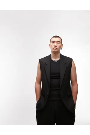 Topman Pronounced twill sleeveless blazer in