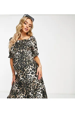 River Island Leopard print smock midi dress in
