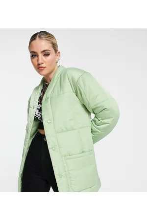 Reclaimed Inspired quilted jacket in light khaki