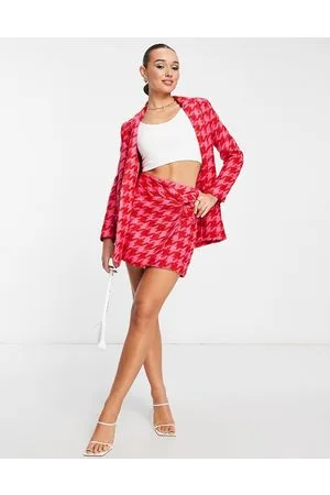 River Island Co-ord dogtooth boucle skort in bright