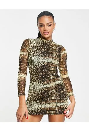 I saw it first Backless mini dress in mesh snake print