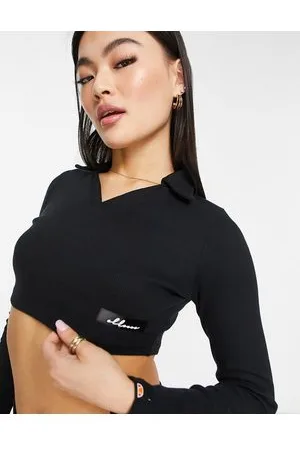 Ellesse Ribbed crop top with logo in