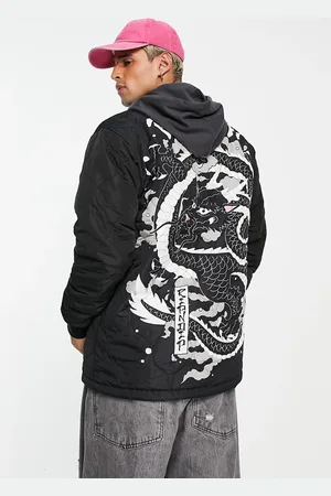 Rip N Dip RIPNDIP mystic nerm quilted bomber jacket in with sleeve and back print