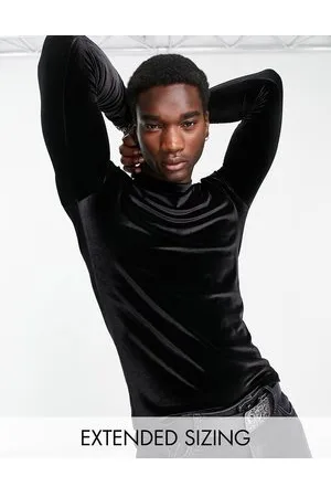 ASOS Muscle fit long sleeve t-shirt in velour with turtle neck