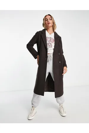 Monki Tailored double breasted longline coat in