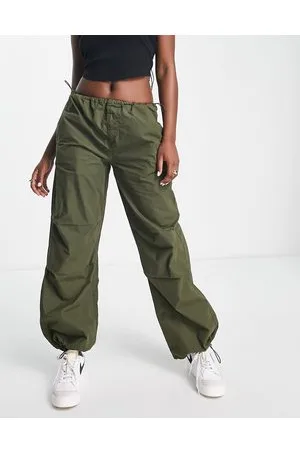 Stradivarius STR oversized parachute pant in khaki