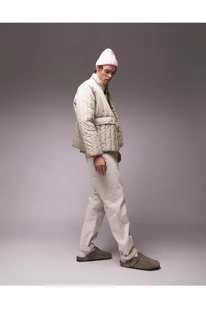 Topman Vertical puffer jacket in stone